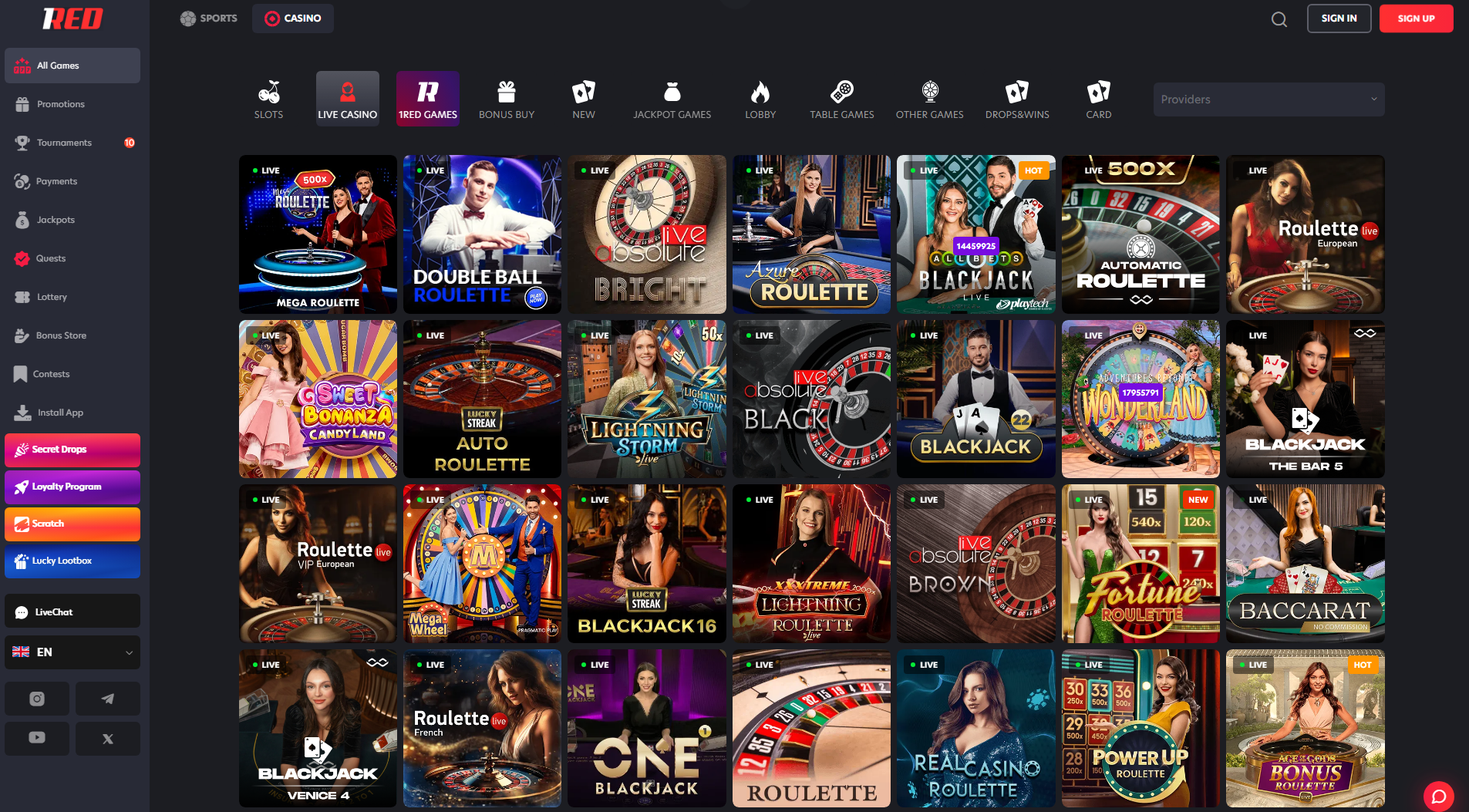 1red casino rollette