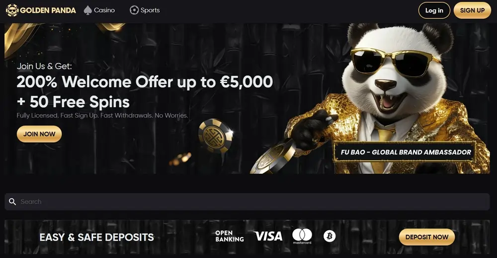 Golden Panda Casino Review Homepage