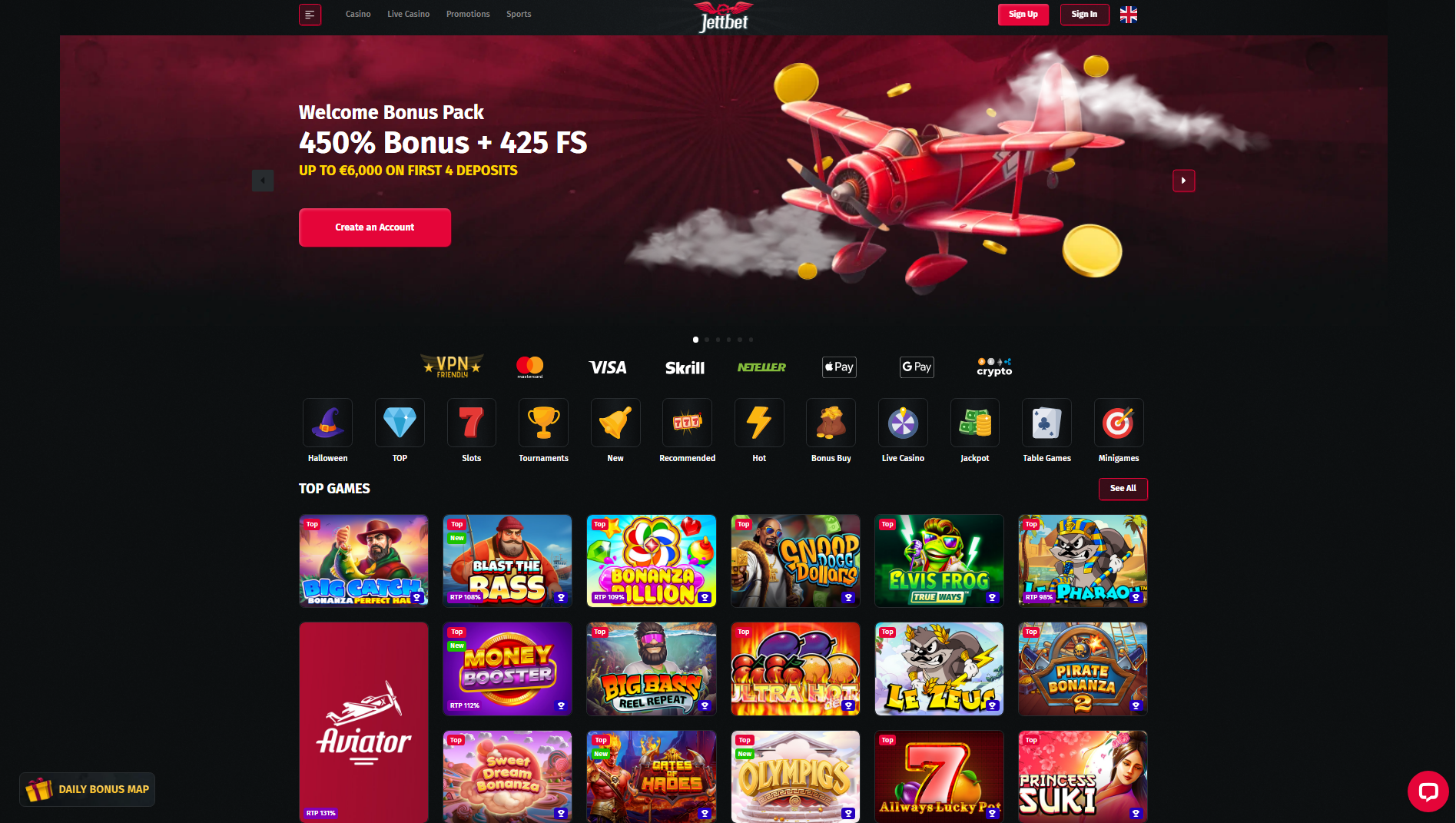 jettbet casino game selection